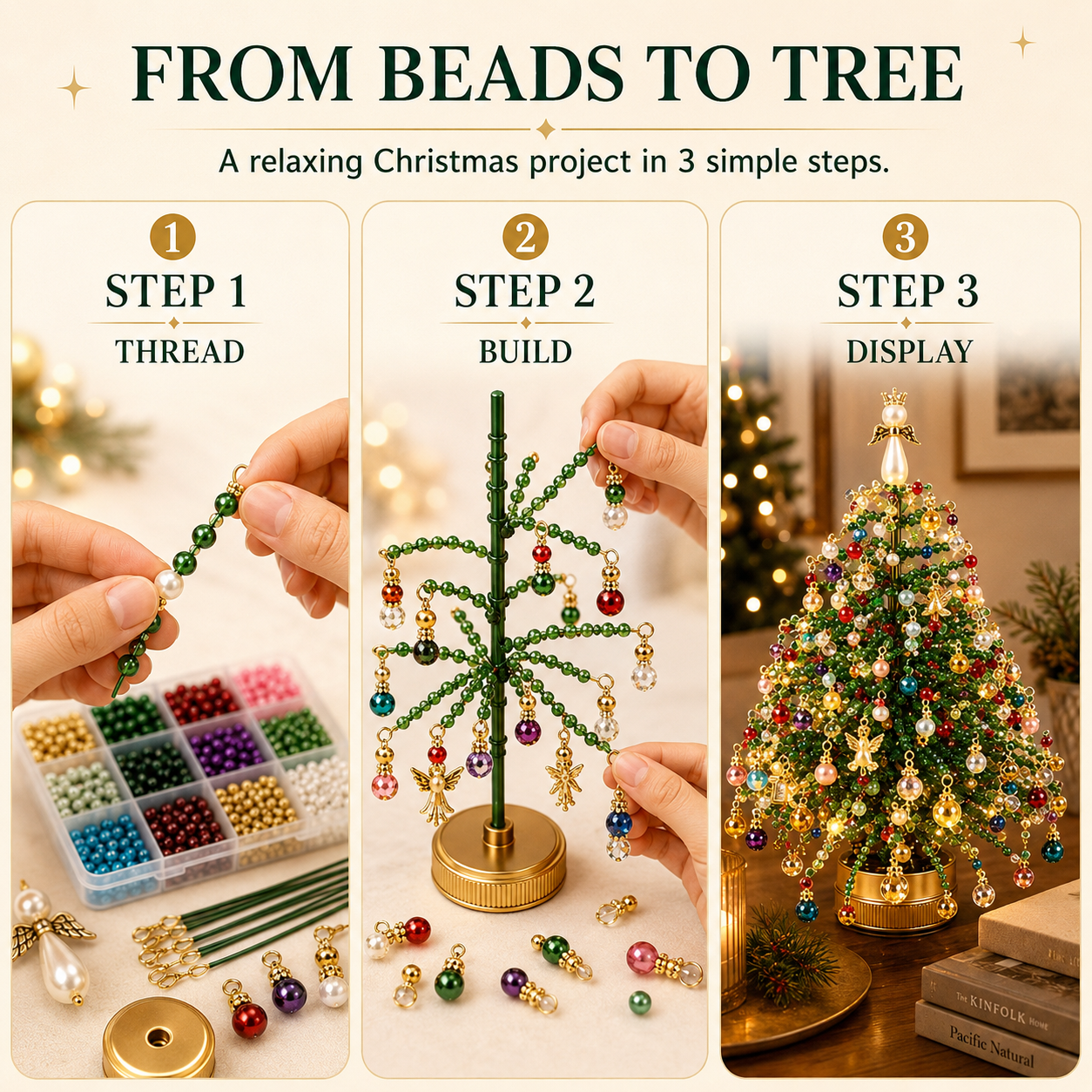 Merrymagic™ BeadGlow Tree — DIY Sparkling Beaded Christmas Tree Night Light Kit