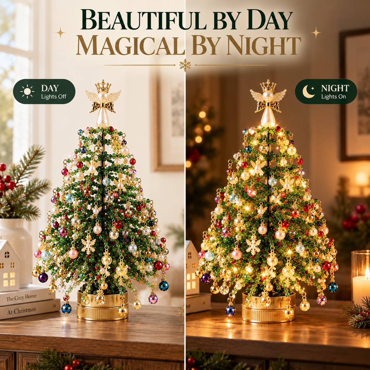 Merrymagic™ BeadGlow Tree — DIY Sparkling Beaded Christmas Tree Night Light Kit