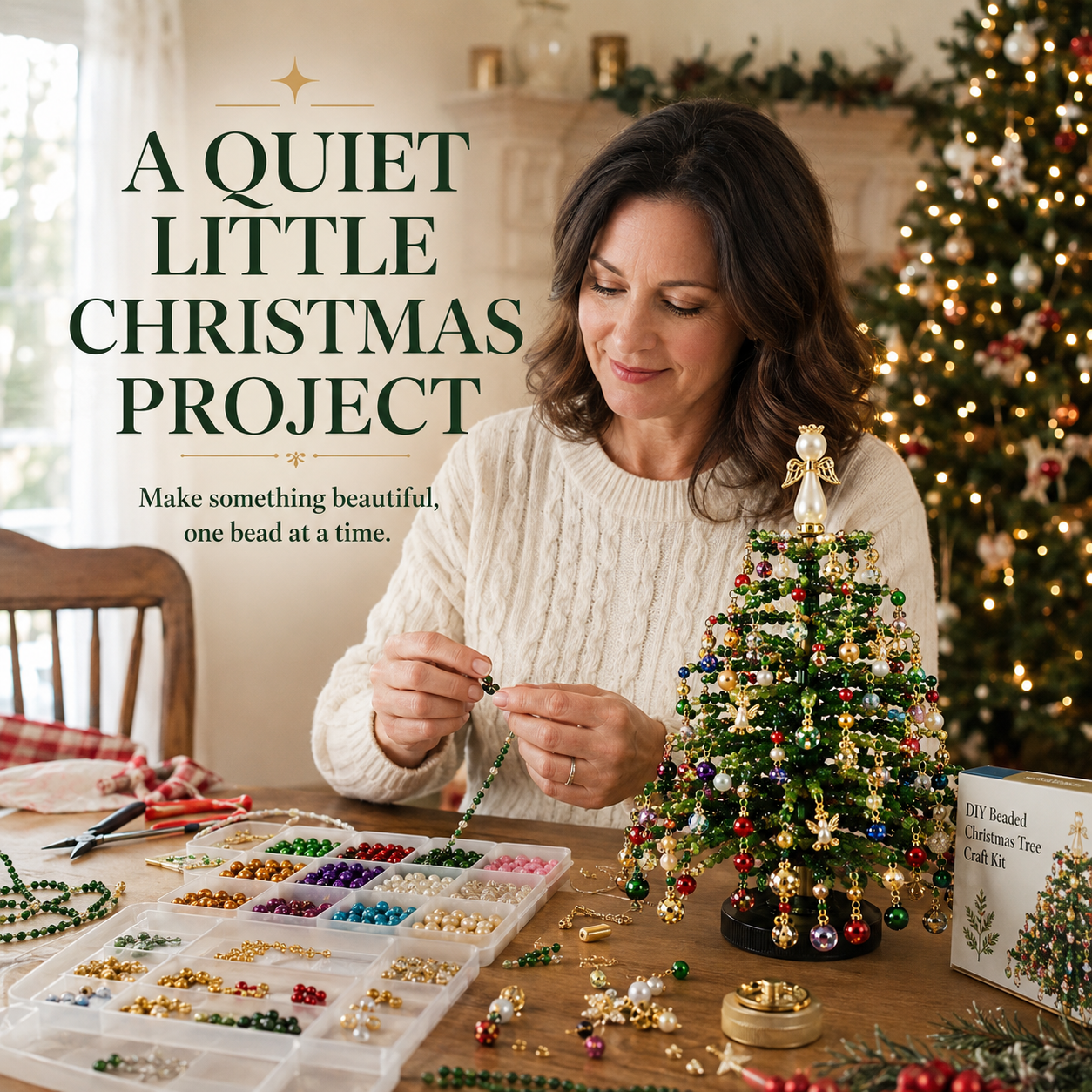 Merrymagic™ BeadGlow Tree — DIY Sparkling Beaded Christmas Tree Night Light Kit