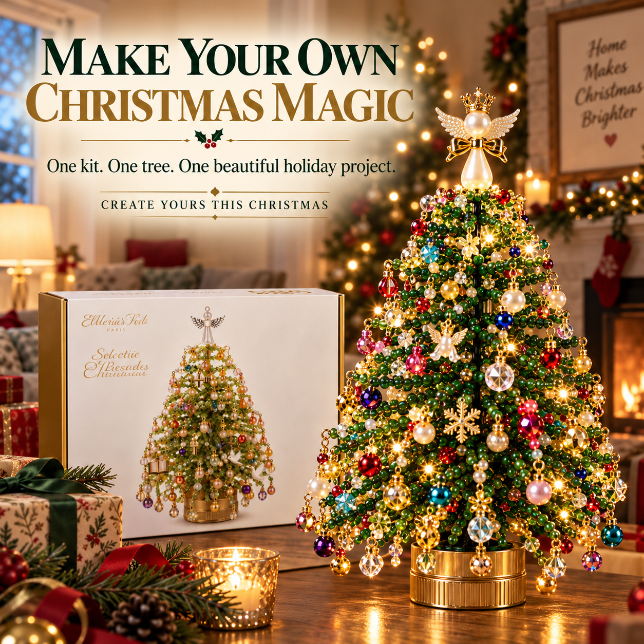 Merrymagic™ BeadGlow Tree — DIY Sparkling Beaded Christmas Tree Night Light Kit