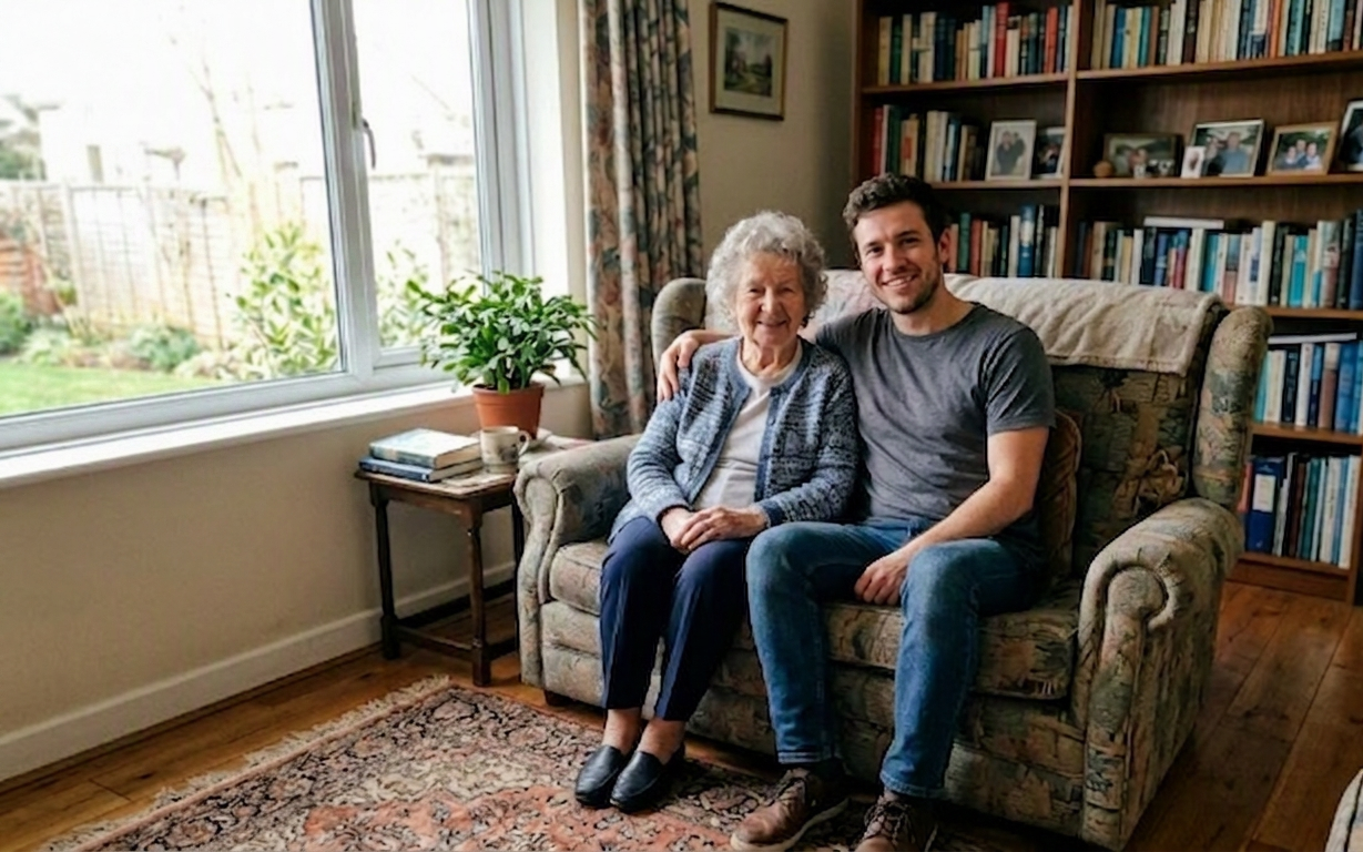 The founder and his grandmother, whose foot pain inspired the brand