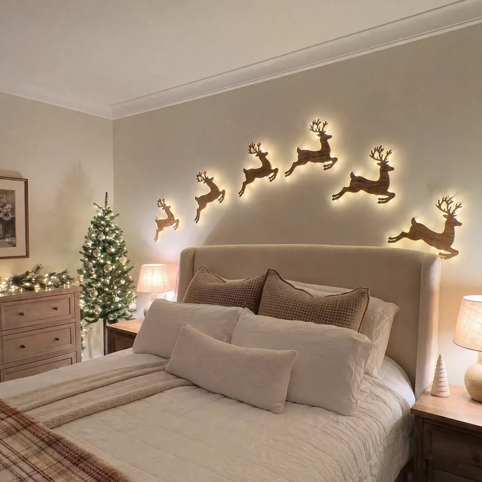 Reindeer Press On — Festive Sticky Deer Lights with Warm Holiday Glow